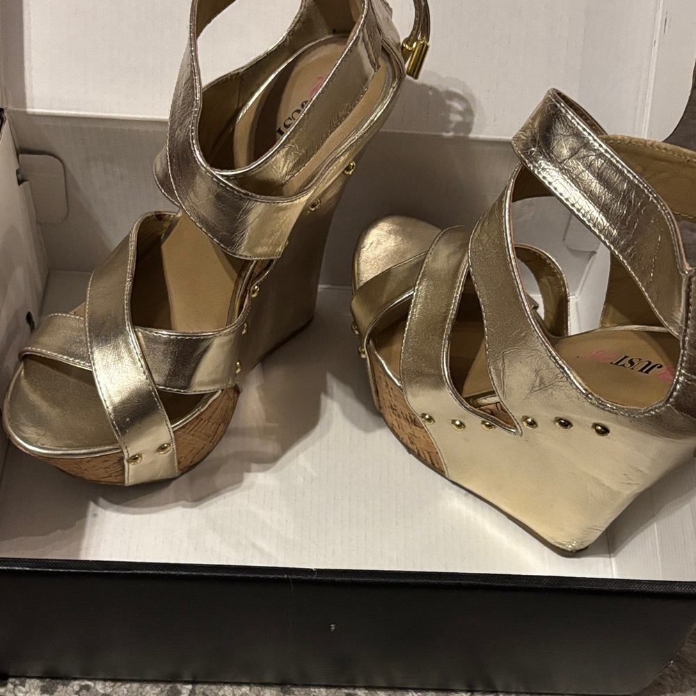 Gold Wedge Sandals